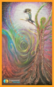 Kookaburra painting by Kerryn Knight - Founder Empowered Art Therapy and Kindred Art Space